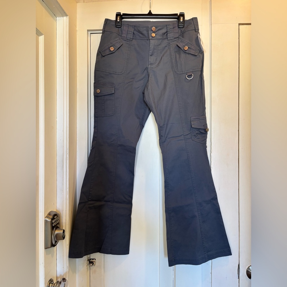 NWT Gray flare cargo pants